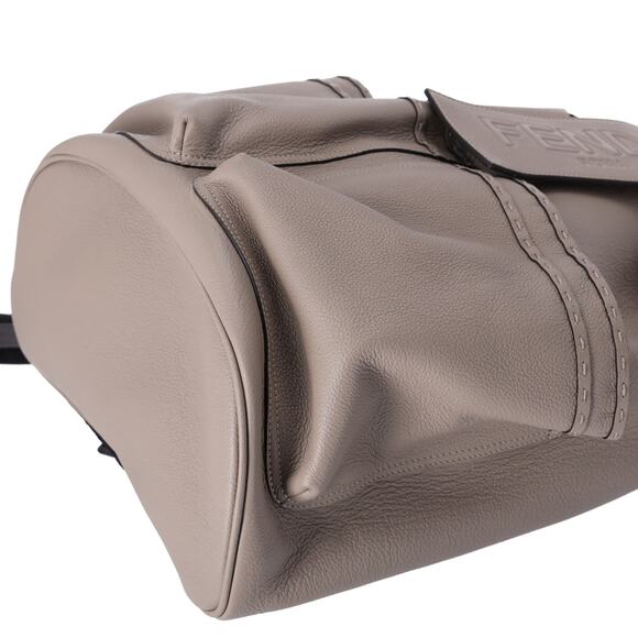 FENDI Strike Medium Backpack 7VZ070 Gray Beige Full Grain Leather - Picture 4 of 8